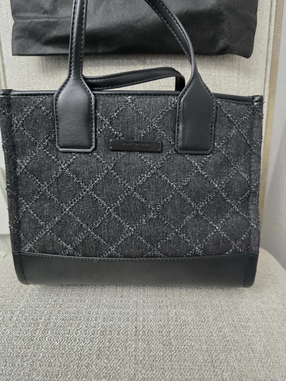 NWT Kurt Geiger London Small Surrey Quilted Denim Tweed Tote